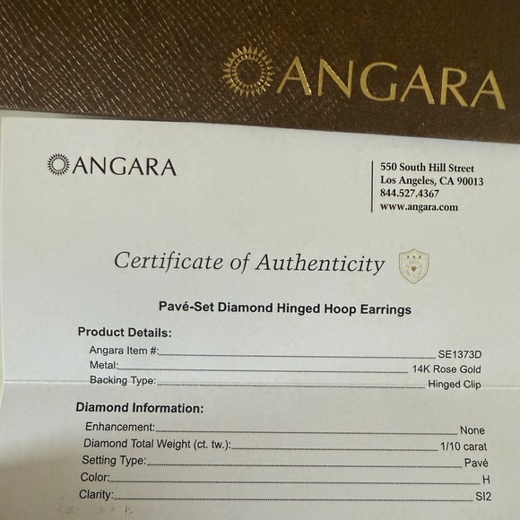 14k Rose Gold Diamond Pavé Hoop Earrings - Picture 10 of 11